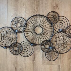 West Elm Spiral Circles Iron Wall 5-Votive Candle Holder Scones
